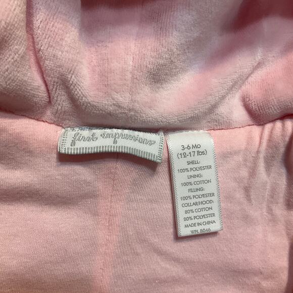 First Impressions Baby Girls Thick Body Suit 3-6M (12-17 lbs) Sweet Pink Footie - Picture 5 of 9